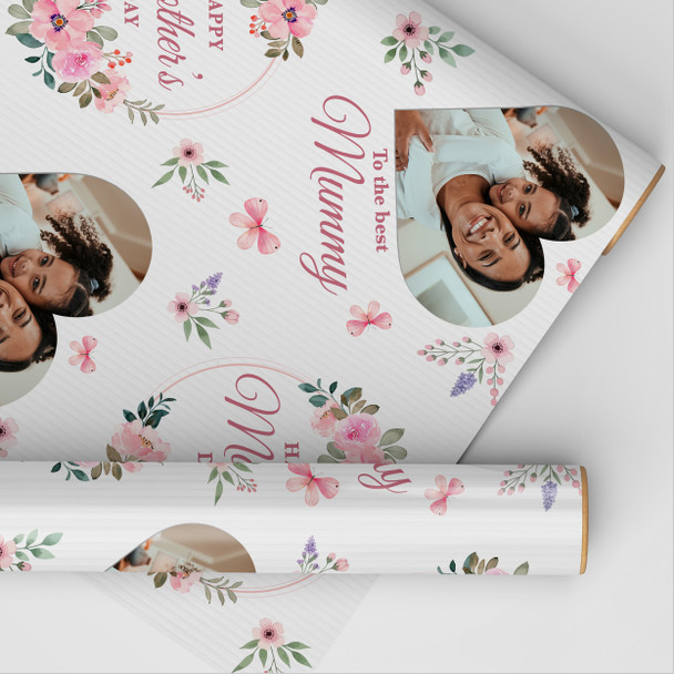 Personalised Wrapping Paper Mother's Day Mummy Pink Heart Photo Custom Gift Wrap