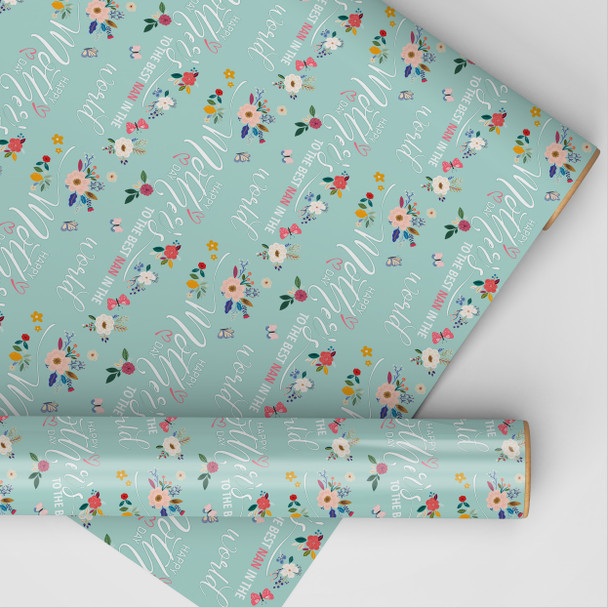 Personalised Wrapping Paper Mother's Day Nan Floral Mint Green Custom Gift Wrap