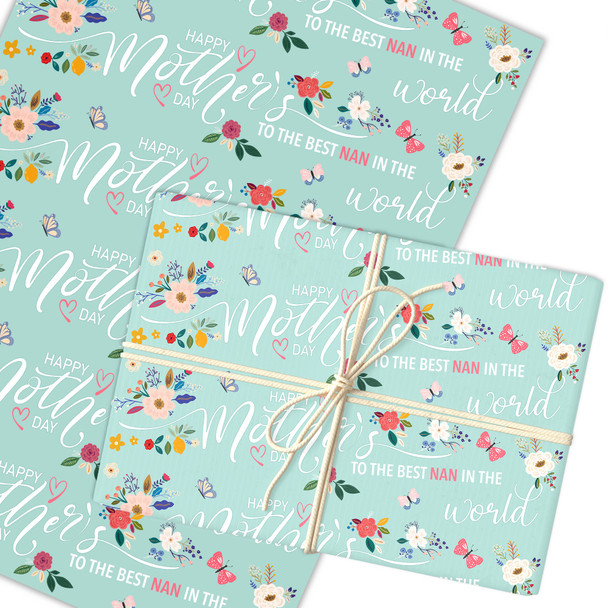 Personalised Wrapping Paper Mother's Day Nan Mint Custom Gift Wrap