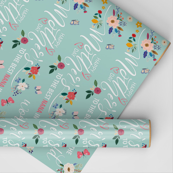 Personalised Wrapping Paper Mother's Day Nana Mint Custom Gift Wrap