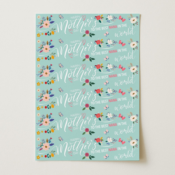 Personalised Wrapping Paper Mother's Day Nana Mint Custom Gift Wrap