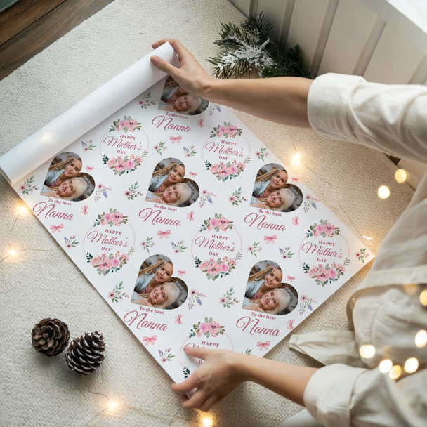 Personalised Wrapping Paper Mother's Day Nanna Pink Heart Photo Custom Gift Wrap