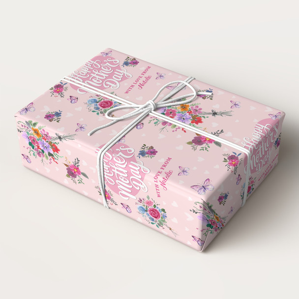 Personalised Wrapping Paper Mother's Day Watercolour Butterflies Gift-Wrap