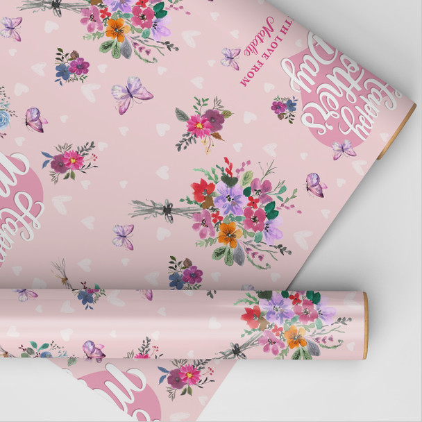 Personalised Wrapping Paper Mother's Day Watercolour Butterflies Gift Wrap
