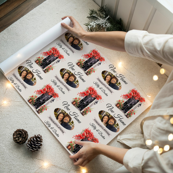 Personalised Wrapping Paper New Home Black Front Door Photo Custom Gift Wrap