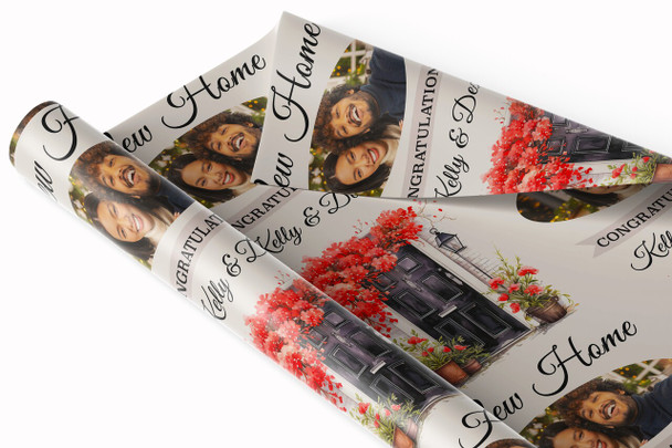 Personalised Wrapping Paper New Home Black Front Door Photo Custom Gift Wrap