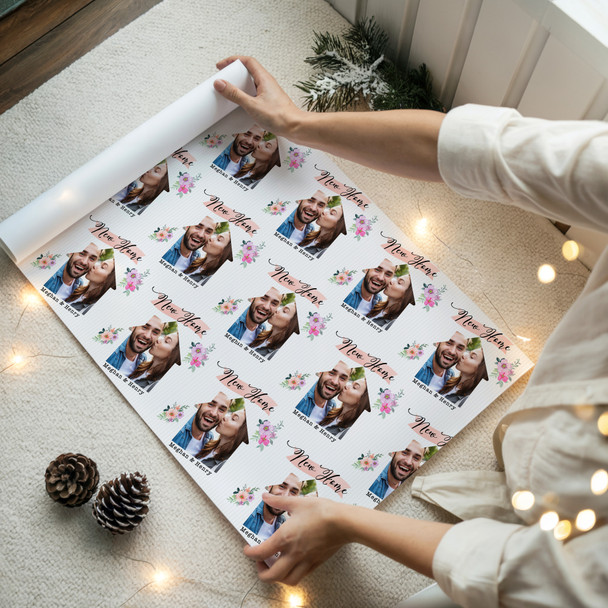 Personalised Wrapping Paper New Home Floral House Photo Custom Gift Wrap