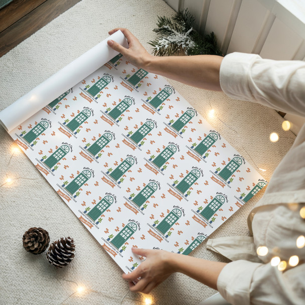 Personalised Wrapping Paper New Home Green Doors Custom Gift Wrap