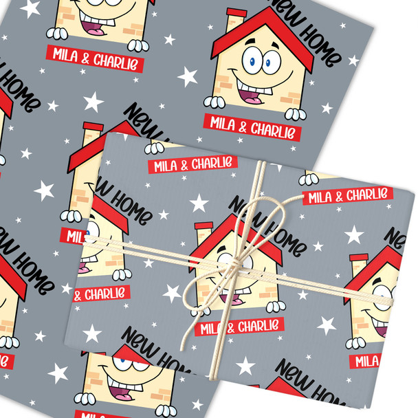 Personalised Wrapping Paper New Home House Cartoon Custom Gift Wrap