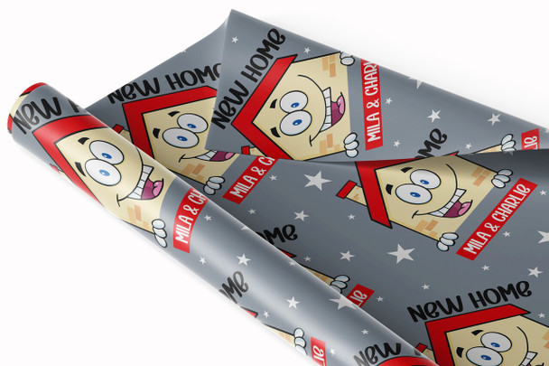 Personalised Wrapping Paper New Home House Cartoon Custom Gift Wrap