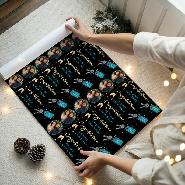 Personalised Wrapping Paper New Home House Key Round Photo Custom Gift Wrap