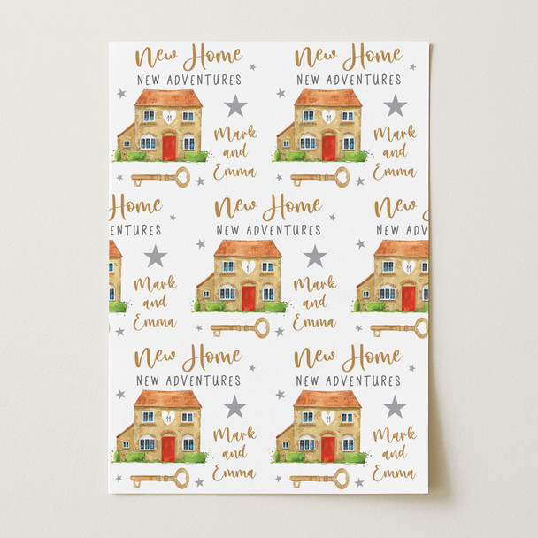 Personalised Wrapping Paper New Home House Key Star Custom Gift Wrap
