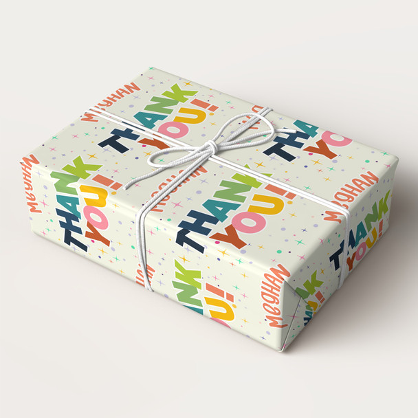 Personalised Wrapping Paper Thank You Colourful Custom Gift Wrap