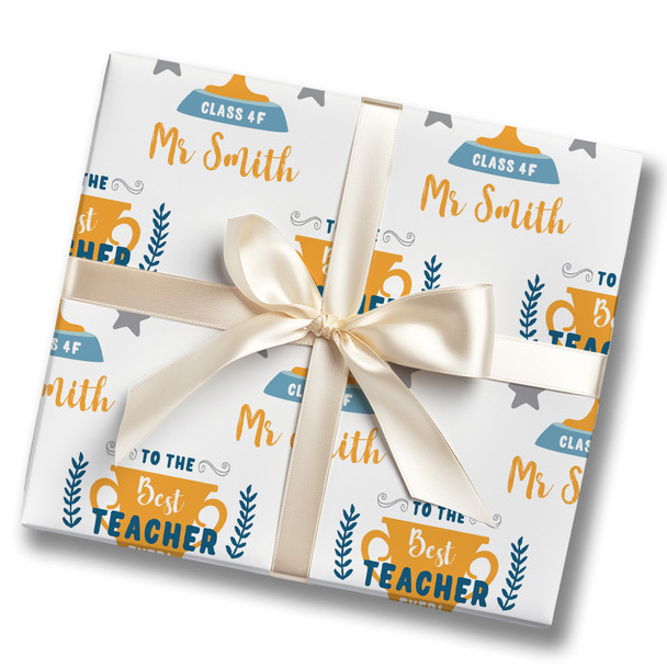 Personalised Wrapping Paper Thank You Teacher Trophy Custom Gift Wrap