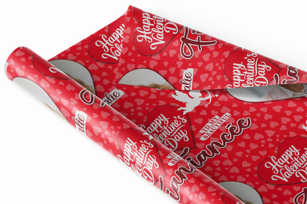 Personalised Wrapping Paper Valentine's Day Fiancée Heart Photo Cupid Gift Wrap