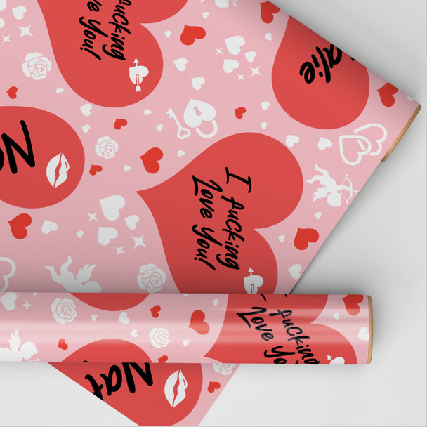 Personalised Wrapping Paper Valentine's Day Funny Rude Red Hearts Gift Wrap