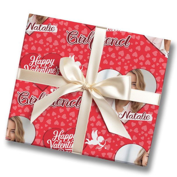 Personalised Wrapping Paper Valentine's Day Girlfriend Heart Photo Cupid Red