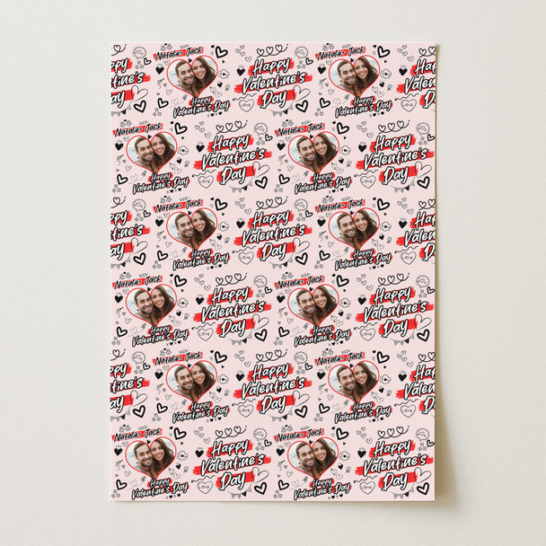 Personalised Wrapping Paper Valentine's Day Photo Doodles I Love You Gift Wrap