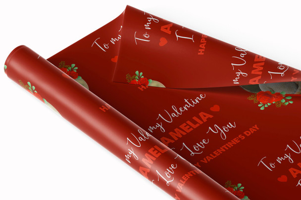 Personalised Wrapping Paper Valentine's Day Photo To My Valentine Roses Red
