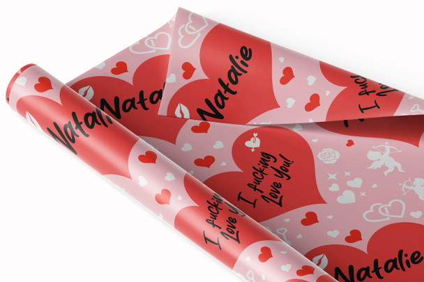 Personalised Wrapping Paper Valentine's Day Rude Funny Red Hearts Gift Wrap