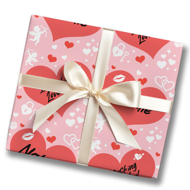 Personalised Wrapping Paper Valentine's Day Rude Funny Red Hearts Gift Wrap