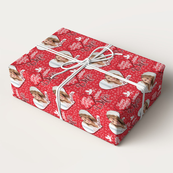 Personalised Wrapping Paper Valentine's Day Wife Heart Photo Cupid Silhouette