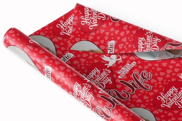Personalised Wrapping Paper Valentine's Day Wife Heart Photo Cupid Gift Wrap