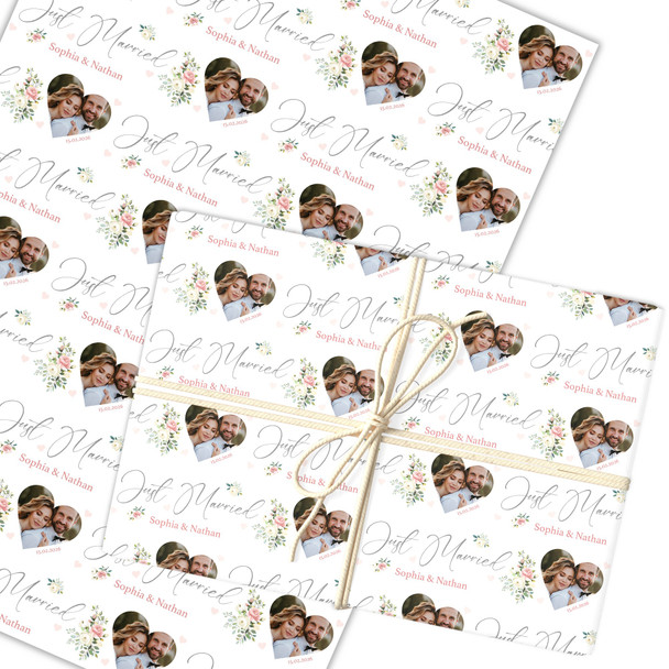 Personalised Wrapping Paper Wedding Day Just Married Heart Photo Gift-Wrap