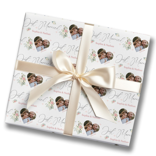 Personalised Wrapping Paper Wedding Day Just Married Heart Photo Gift-Wrap