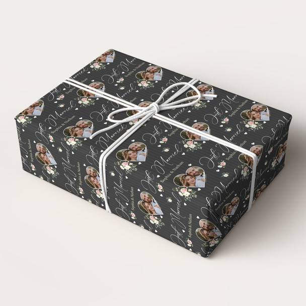 Personalised Wrapping Paper Wedding Day Floral Just Married Heart Gift Wrap