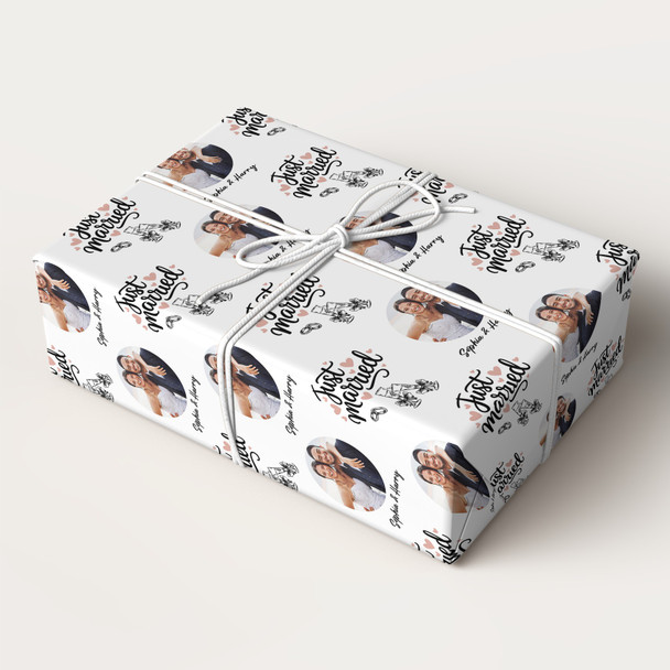 Personalised Wrapping Paper Wedding Day Just Married Champagne Custom Gift Wrap
