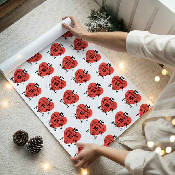 Personalised Wrapping Paper Wedding Day Red Heart Wedding Date Custom Gift Wrap
