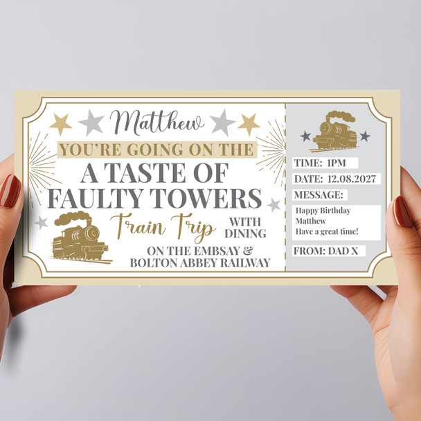 A Taste Of Faulty Towers Train Trip Personalised Gift Voucher Surprise Ticket