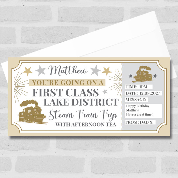 First Class Lake District Steam Train Personalised Gift Voucher Surprise Ticket