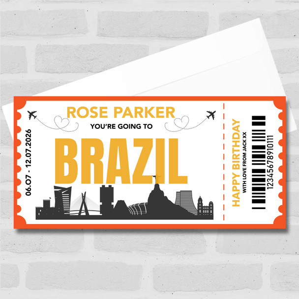 Going To Brazil Skyline Personalised Gift Voucher Surprise Trip Holiday Ticket