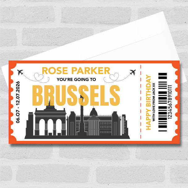 Going To Brussels Skyline Personalised Gift Voucher Surprise Trip Holiday Ticket