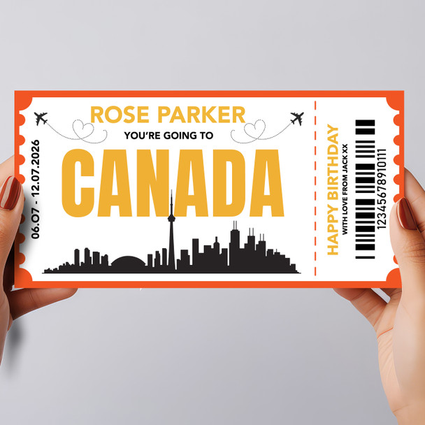 Going To Canada Skyline Personalised Gift Voucher Surprise Trip Holiday Ticket