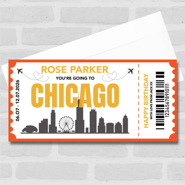 Going To Chicago Skyline Personalised Gift Voucher Surprise Trip Holiday Ticket