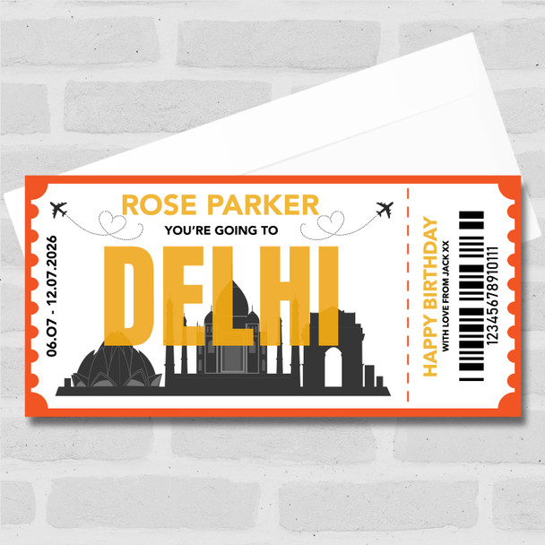 Going To Delhi Skyline Personalised Gift Voucher Surprise Trip Holiday Ticket