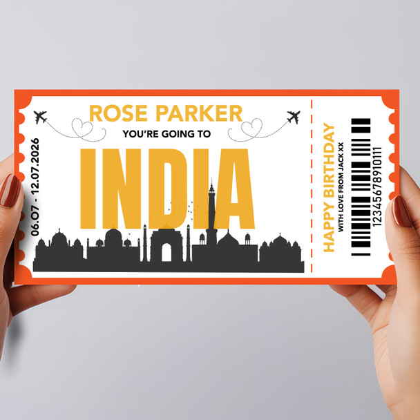 Going To India Skyline Personalised Gift Voucher Surprise Trip Holiday Ticket