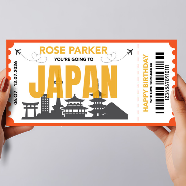 Going To Japan Skyline Personalised Gift Voucher Surprise Trip Holiday Ticket