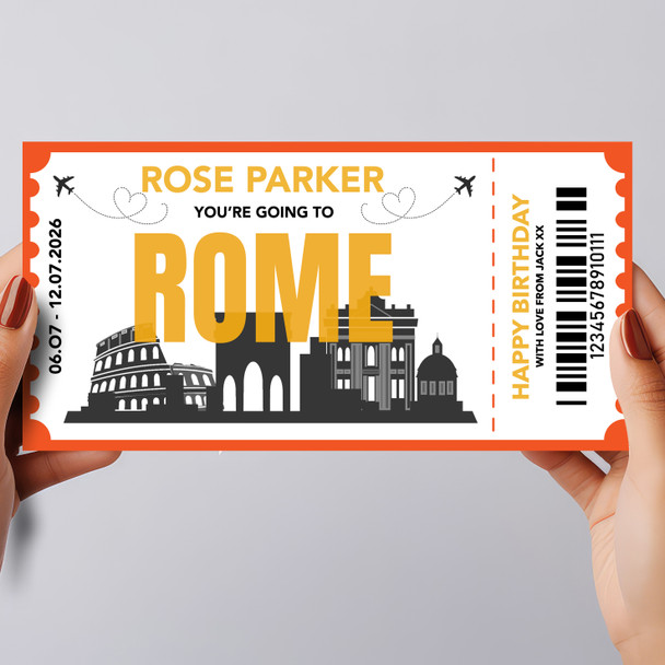 Going To Rome Skyline Personalised Gift Voucher Surprise Trip Holiday Ticket