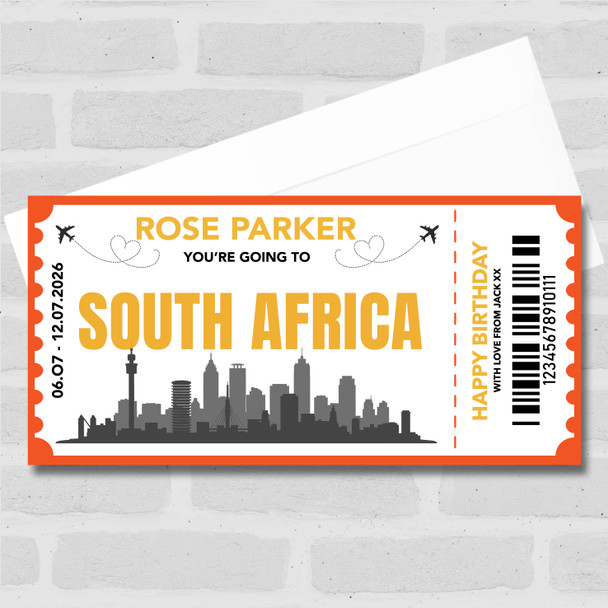 Going To South Africa Skyline Personalised Gift Voucher Surprise Trip Ticket