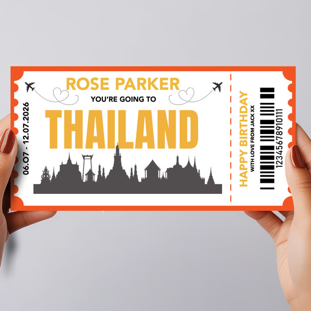 Going To Thailand Skyline Personalised Gift Voucher Surprise Trip Holiday Ticket