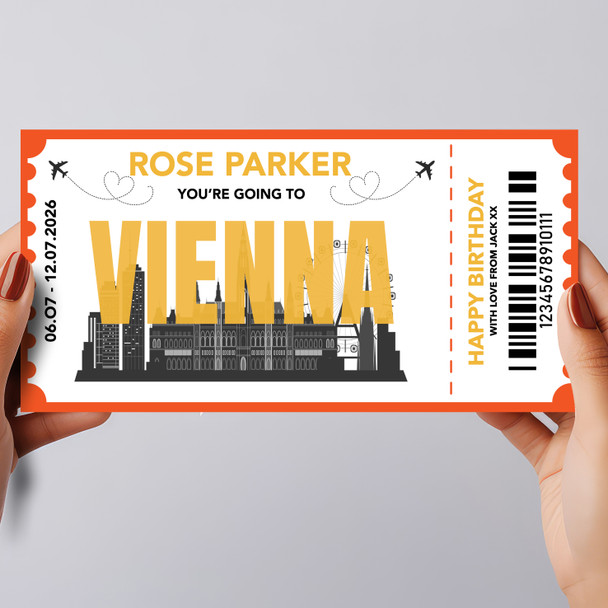Going To Vienna Skyline Personalised Gift Voucher Surprise Trip Holiday Ticket