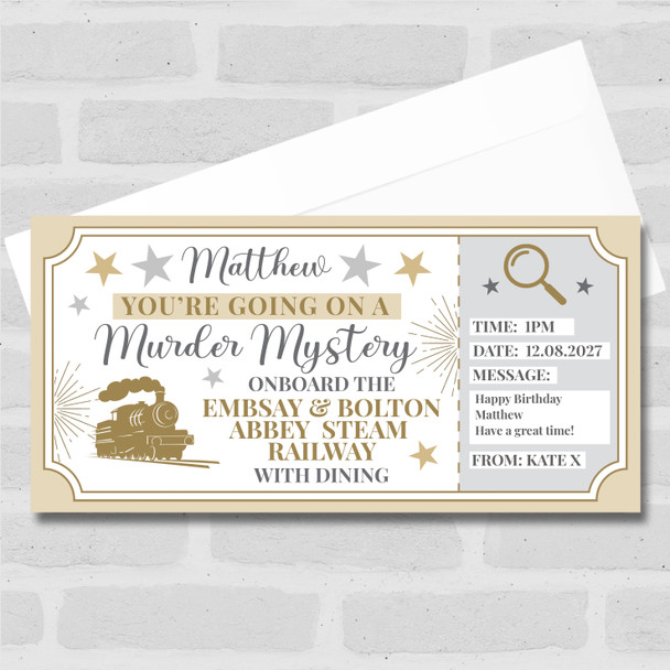 Murder Mystery Embsay Steam Railway Personalised Gift Voucher Surprise Ticket