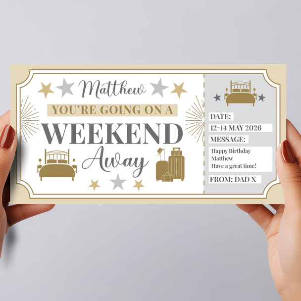 Short Break Weekend Away Personalised Gift Voucher Surprise Trip Holiday Ticket
