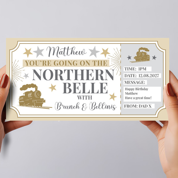 Steam Train Northern Belle Brunch Personalised Gift Voucher Surprise Ticket