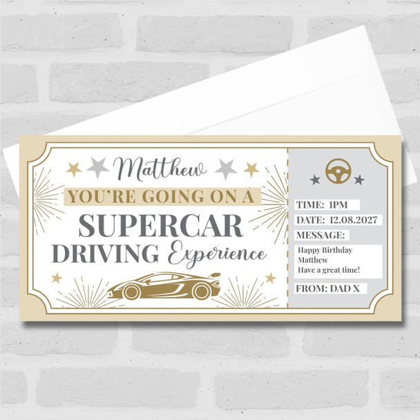 Supercar Driving Experience Stars Gold Personalised Gift Voucher Surprise Ticket