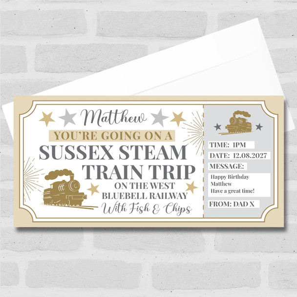 Sussex Steam Train Bluebell Railway Personalised Gift Voucher Surprise Ticket